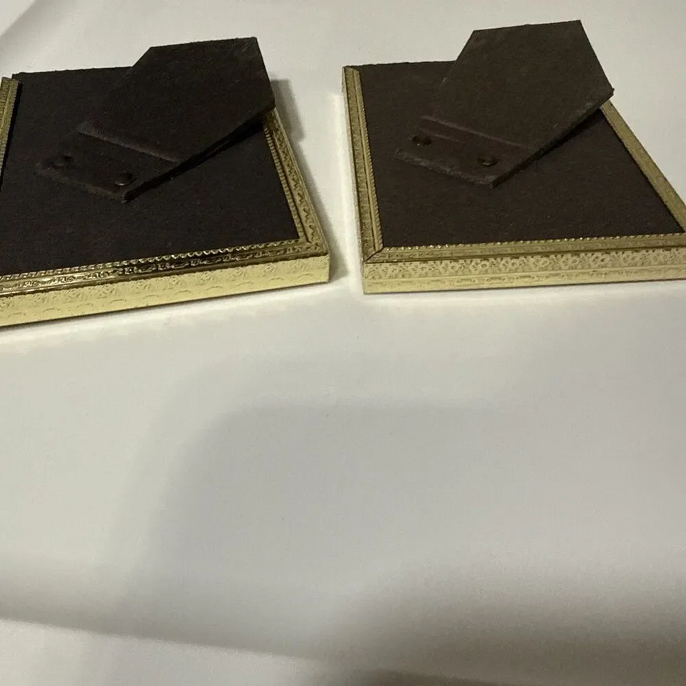 Vintage Set Of 2 Gold Tone Mini Picture Frames 3.25 X 4.25” MCM